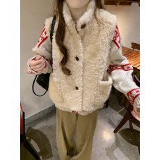 批发2025<b class='q'>新款</b>皮毛一体马甲外套女冬季高级感宽松加厚羊羔毛马夹立领