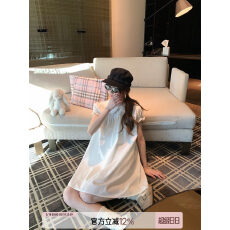 批发孔真烦呐 初恋娃娃领小白裙女2026春季甜美减龄宽松a字短袖<b class='q'>连衣裙</b>