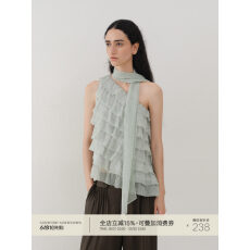 批发someone sometimes绿野仙踪层叠荷叶边不对称蛋糕层飘带斜肩上衣