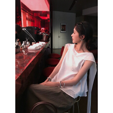 批发hoomiyao 天丝醋酸老钱松弛感披肩飘带小衫高智无袖衬衫<b class='q'>背心</b>上衣
