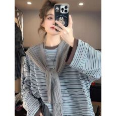 批发高弹爽棉索洛<b class='q'>纳</b>圆领长袖单件条纹没有披肩