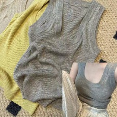 批发薄款针织吊带背心女爆款U领上衣