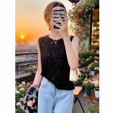 批发坎肩女款爆款2026新款上衣满天星时尚气质无袖背心宽松减龄<b class='q'>打底衫</b>
