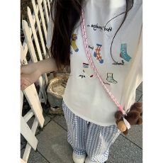 批发原版刺绣<b class='q'>袜子</b> 240克32支双纱高质量 直播爆款美式宽松设计短袖t恤