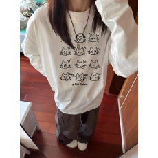 批发220克精梳紧密100%棉<b class='q'>春</b>秋 新款长袖圆领T恤印花宽松上衣