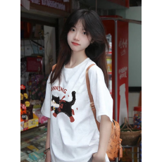 批发260克纯棉--230克纯棉夏季宽松设计感小众<b class='q'>街头</b>纯棉短袖T恤潮