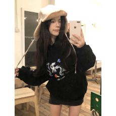 批发无帽绳 纯棉食毛华棉复合330克/加绒440克 <b class='q'>潮牌</b>印花连帽<b class='q'>卫衣</b>男女