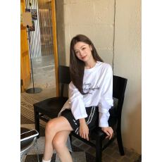 批发260克纯棉 <b class='q'>春秋</b>新款长袖圆领T恤 印花 宽松休闲慵懒风 纯棉上衣