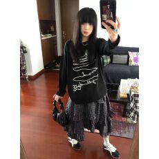 批发260克纯棉 春秋新款<b class='q'>长袖</b>圆领<b class='q'>T</b><b class='q'>恤</b> 印花 宽松休闲慵懒风 纯棉上衣