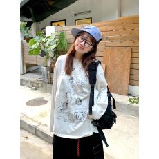 批发260克纯棉 春秋新款<b class='q'>长袖</b>圆领<b class='q'>T</b><b class='q'>恤</b> 印花 宽松休闲慵懒风 纯棉上衣