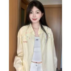 批发多巴胺穿搭韩系<b class='q'>甜美</b>风长袖衬衫女刺绣宽松显瘦休闲防晒衬衣
