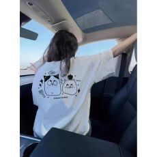 批发260克纯棉--230克纯棉夏季宽松设计感小众<b class='q'>街头</b>纯棉短袖T恤潮