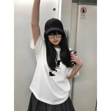 批发260克纯棉--230克纯棉夏季宽松设计感小众<b class='q'>街头</b>纯棉短袖T恤潮