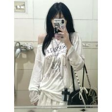 批发防晒衫180克亚麻雪花 夏季慵懒风长袖T恤印花罩衫透气<b class='q'>宽松</b>打底