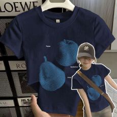 批发220克 夏季短款修身韩系甜酷辣妹<b class='q'>个性</b>印花92%棉8%氨纶常规短袖<b class='q'>T</b>潮