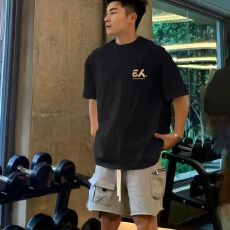 批发260克纯棉--230克纯棉夏季宽松设计感小众<b class='q'>街头</b>纯棉短袖T恤潮