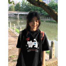 批发260克纯棉--230克纯棉夏季宽松设计感小众<b class='q'>街头</b>纯棉短袖T恤潮
