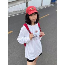 批发260克纯棉长<b class='q'>T</b> 春秋长袖圆领<b class='q'>T</b>恤 印花 宽松休闲慵懒风 纯棉上衣
