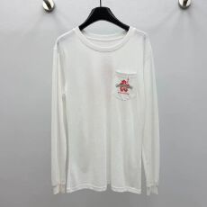 批发口袋+束口长袖 220克精梳纯棉 <b class='q'>春</b>秋新款长袖圆领T恤印花宽松上衣