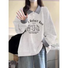 批发纯棉华棉复合330克/440克 格子polo翻领假两件<b class='q'>潮牌</b>印花<b class='q'>卫衣</b>