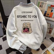批发纯棉华棉复合330克/440克 格子polo翻领假两件<b class='q'>潮牌</b>印花<b class='q'>卫衣</b>