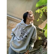 无帽绳 纯棉食毛华棉复合330克/加绒440克 潮牌印花连帽卫衣男女