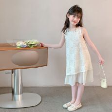 批发<b class='q'>女</b><b class='q'>童</b><b class='q'>连衣裙</b>夏装2025新款儿童洋气公主女孩夏季无袖背心裙子休闲