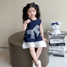 批发儿童<b class='q'>夏</b>季套装2025新款女童<b class='q'>夏</b>装无袖短裤两件套洋气女孩炸街衣服潮