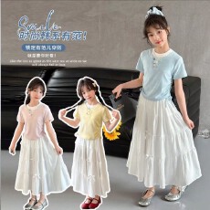 批发女童套装裙<b class='q'>夏</b>季新款儿童韩版时尚短袖T恤半身裙小女孩童装两件套