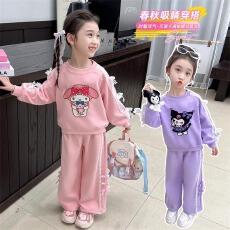 批发女童休闲运动套装秋冬2025新款<b class='q'>儿童</b>卫衣时髦两件套宝宝衣服卡通风