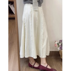 批发软糯设计流苏针织半身裙女秋冬高腰显瘦毛线裙麻花大摆A字百褶裙