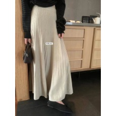 批发高腰<b class='q'>显瘦</b>羊绒伞裙女2025冬季韩系百搭休闲百褶半身裙