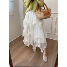 批发26年早春！超重工！韩系不规则花边蛋糕裙大摆围半身裙