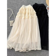 批发仙女立体花朵网纱半身裙女春装2026新款法式高腰显瘦<b class='q'>气质</b>超仙裙子