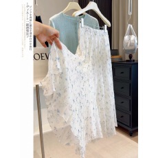 批发2026春夏季新款飘逸清新松紧腰碎花半身裙女下摆不规则大摆仙女裙