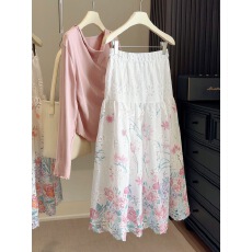 批发重工刺绣镂空花朵半身裙女2026春秋季新款休闲百搭A字大摆中长裙