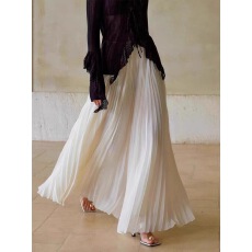 批发气质雪纺纱<b class='q'>裙</b> 白色大<b class='q'>裙</b>摆<b class='q'>半身裙</b>女春季优雅长款梨形百褶伞<b class='q'>裙</b>