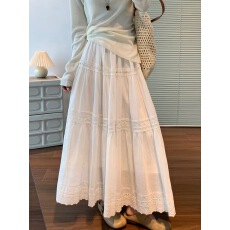 批发白色<b class='q'>半身裙</b>女2026春秋款A<b class='q'>字</b>大摆<b class='q'>裙</b>中长款蛋糕<b class='q'>裙</b>蕾丝花边蓬蓬伞<b class='q'>裙</b>