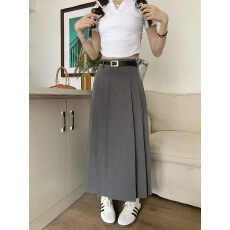 批发垂坠西装裙 经典百褶长裙夏季<b class='q'>高腰</b>A字显瘦西装<b class='q'>半身裙</b>