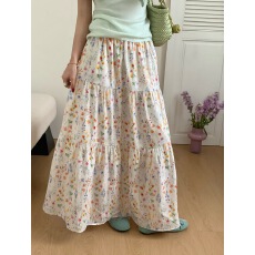 批发韩系温柔氛围感碎花裙a字裙显瘦<b class='q'>半身裙</b>女2026夏季百搭<b class='q'>高腰</b>中长裙