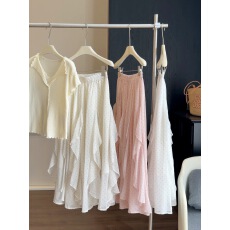 批发韩系不规则<b class='q'>半身裙</b>女夏季2026新款<b class='q'>高腰</b>A字休闲时尚温柔风百叶裙子