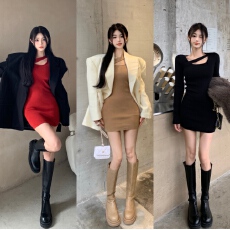 批发内搭针织连衣裙女2025秋冬新款修身短裙<b class='q'>打底裙</b>冬季紧身包臀裙裙子
