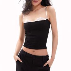 批发<b class='q'>莫代尔</b>随心裁1*1 LEIYW蕾丝边紧身<b class='q'>吊带</b><b class='q'>背心</b>女夏20266欧美ins