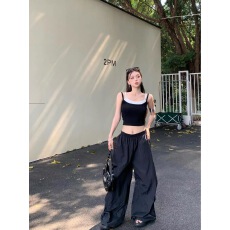 批发<b class='q'>莫代尔</b>随心裁1*1 260g 假两件撞色修身<b class='q'>吊带</b><b class='q'>背心</b>女夏季显瘦内搭