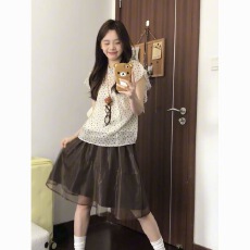 批发韩式波点<b class='q'>雪纺</b>短袖小衫女夏季新款后背系带显瘦上衣内搭吊带<b class='q'>两件套</b>