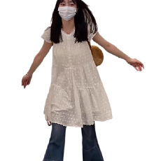 批发可盐可甜连衣裙夏季小飞袖显瘦宽松<b class='q'>白色</b>娃娃裙子初恋风桔梗短裙女