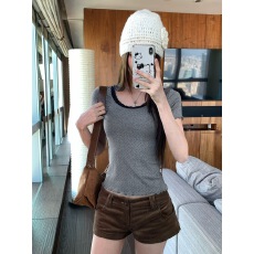 批发260克人棉<b class='q'>莫代尔</b>波点印花短袖<b class='q'>T</b><b class='q'>恤</b>女蕾丝花边拼接修身上衣