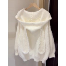 批发<b class='q'>可爱</b>白色连帽毛衣外套女秋冬季2025新款可外穿内搭慵懒高级感上衣