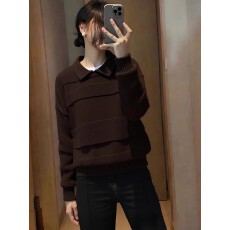 批发咖色polo领打底衫毛衣女2025冬季新款<b class='q'>轻熟</b>风内搭可外穿针织衫上衣