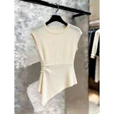 批发休闲超好看百搭圆领无袖针织背心女2026新款夏季收腰<b class='q'>不规则</b>小上衣
